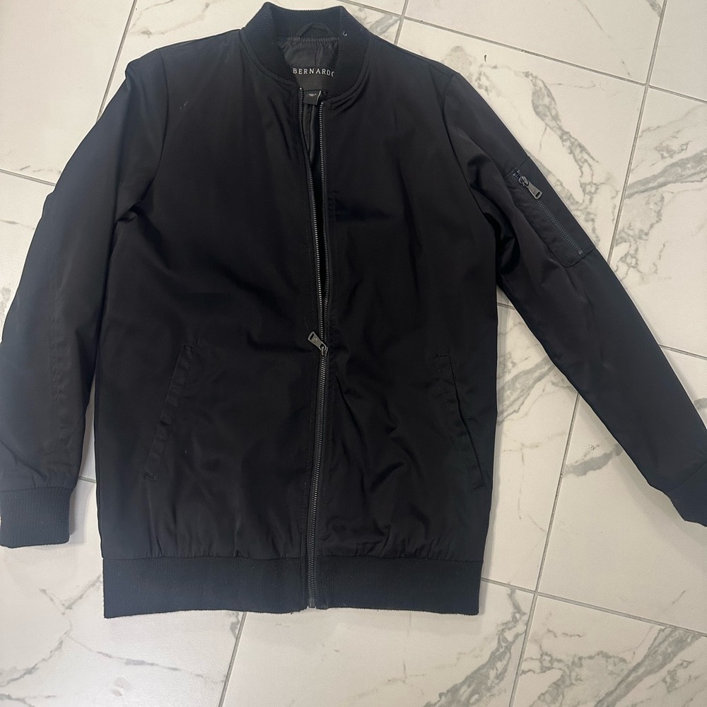 Bernardo Black Men's Bomber Jacket with Sleeve Zip Pocket